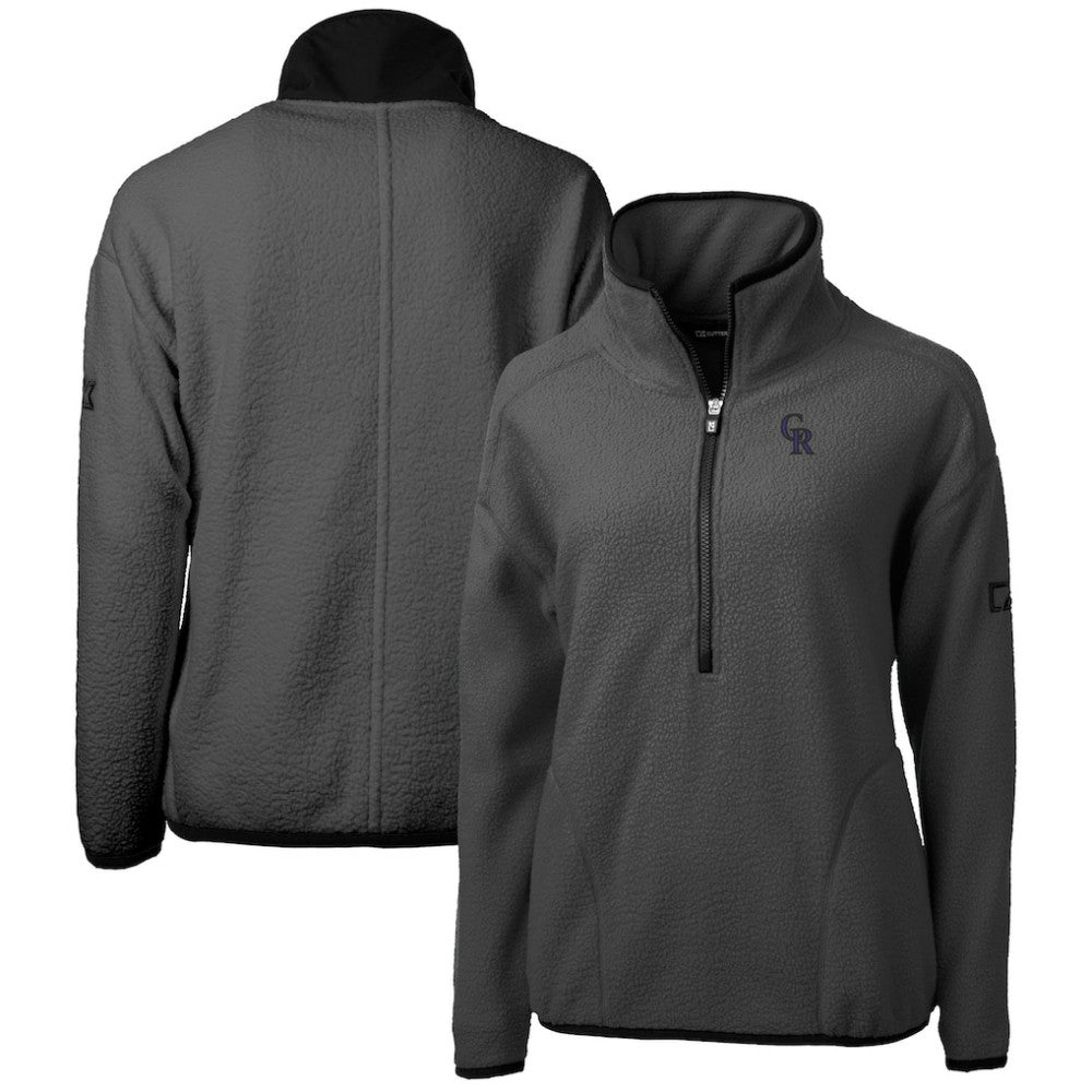 Colorado Rockies Cutter & Buck Women's Roam Cascade Eco Sherpa Fleece Half-Zip Pullover Jacket Gray