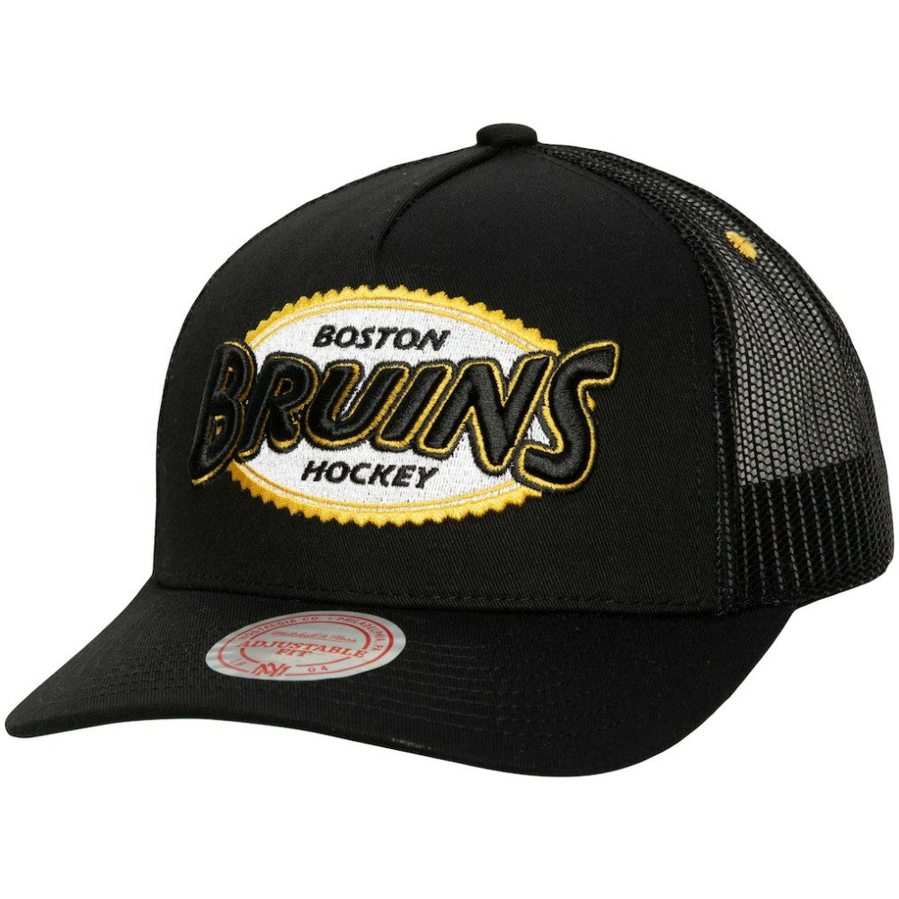 Boston Bruins Mitchell & Ness Team Seal Trucker Snapback Hat - Black Hats