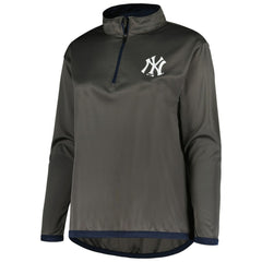 New York Yankees Profile Women's Plus Size Quarter-Zip Jacket Charcoal