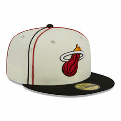 Miami Heat Piping 2-Tone 59FIFTY Fitted Hat - Cream/Black for sale