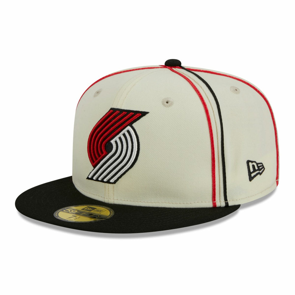 Portland Trail Blazers Piping 2-Tone 59FIFTY Fitted Hat - Cream/Black sale