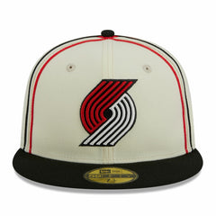 Portland Trail Blazers Piping 2-Tone 59FIFTY Fitted Hat - Cream/Black sale