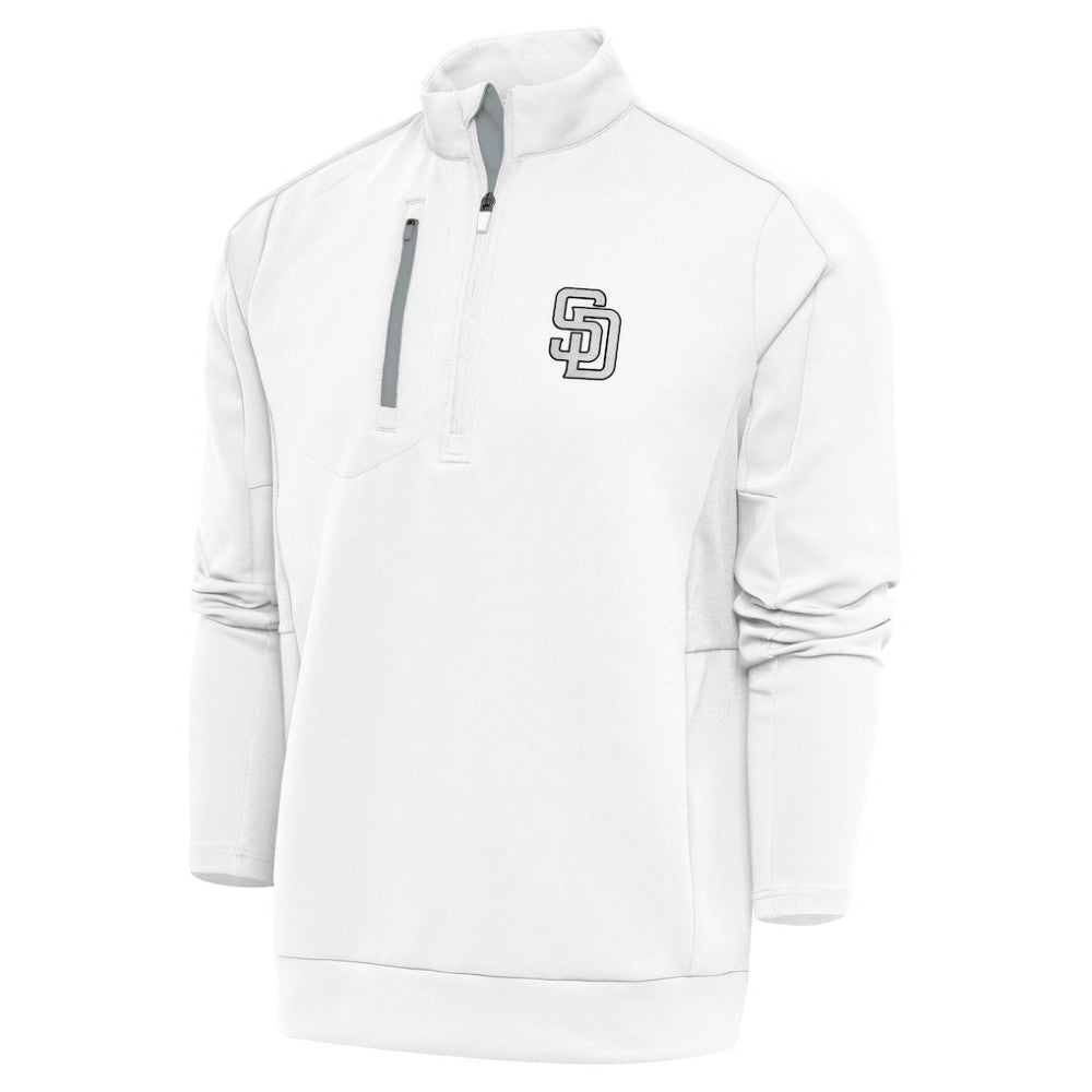 San Diego Padres Antigua Metallic Generation Quarter-Zip Pullover Top White