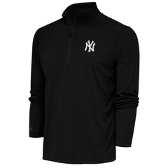 New York Yankees Antigua Metallic Tribute Quarter-Zip Top Black