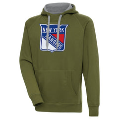 New York Rangers Antigua Victory Pullover Hoodie - Olive Hoodies