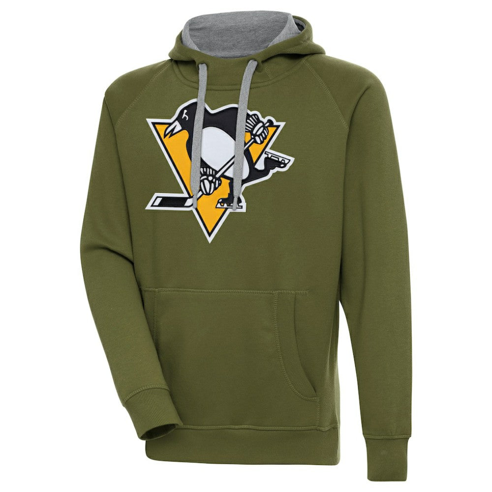 Pittsburgh Penguins Antigua Victory Pullover Hoodie - Olive Hoodies