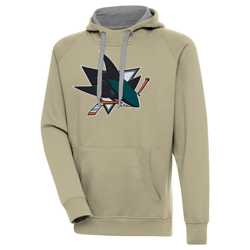 San Jose Sharks Antigua Victory Pullover Hoodie - Khaki Hoodies