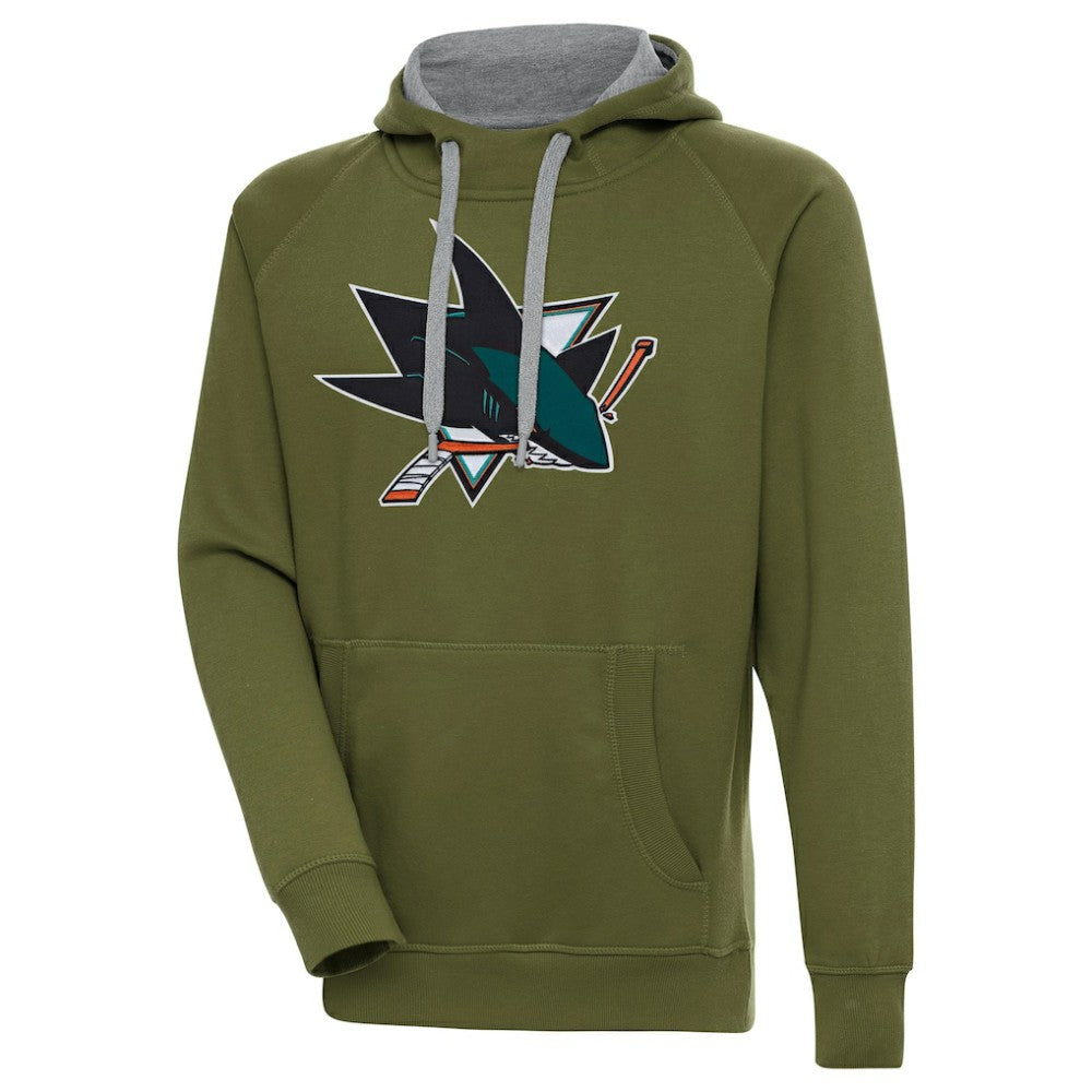 San Jose Sharks Antigua Victory Pullover Hoodie - Olive Hoodies