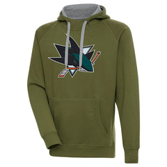 San Jose Sharks Antigua Victory Pullover Hoodie - Olive Hoodies