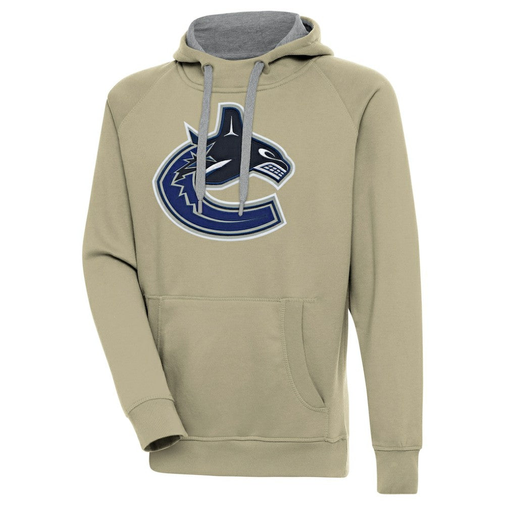 Vancouver Canucks Antigua Victory Pullover Hoodie - Khaki Hoodies