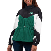 New York Jets G-III 4Her by Carl Banks Women's Tie Breaker Lightweight Quarter-Zip Jacket - Green/Black outlet