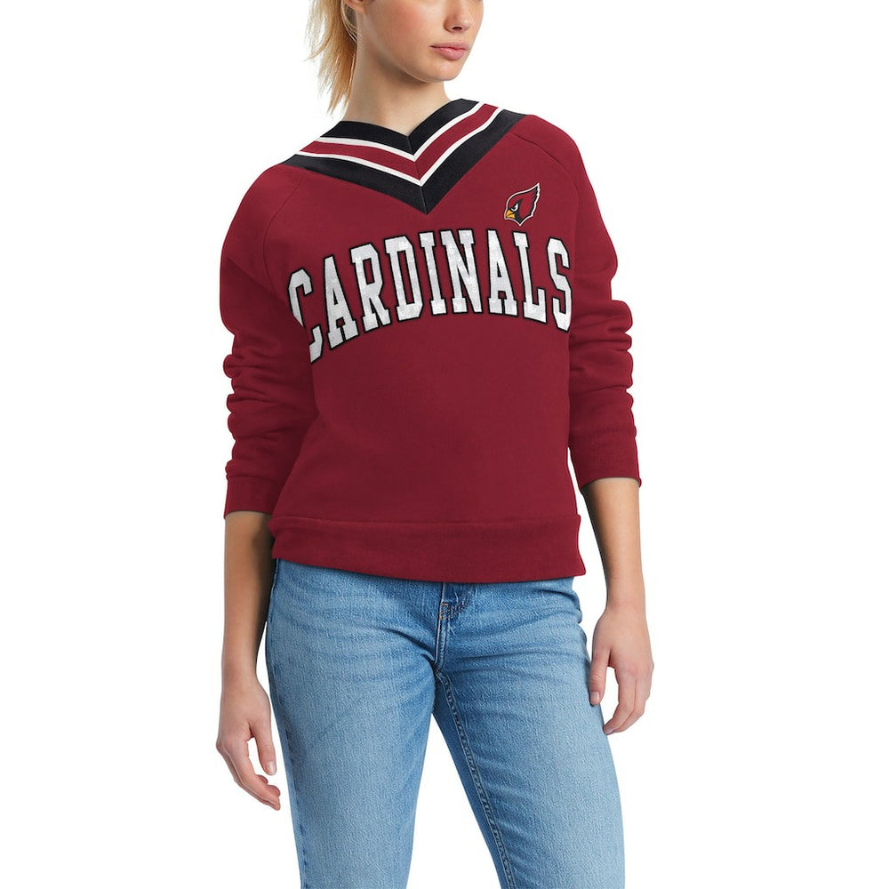 Arizona Cardinals Tommy Hilfiger Women's Heidi V-Neck Pullover Sweatshirt - Cardinal on sale