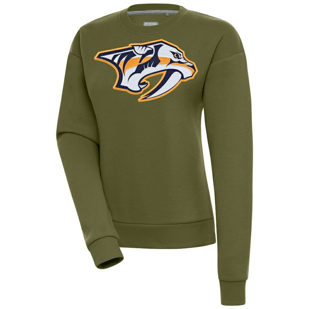 Nashville Predators Antigua Women's Victory Pullover Sweatshirt - Olive Sweatshirts