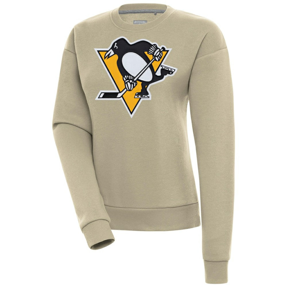 Pittsburgh Penguins Antigua Women's Victory Pullover Sweatshirt - Khaki Sweatshirts