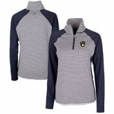 Milwaukee Brewers Cutter & Buck Women's DryTec Forge Tonal Stripe Half-Zip Top Navy