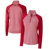 Philadelphia Phillies Cutter & Buck Women's DryTec Forge Tonal Stripe Half-Zip Top Red