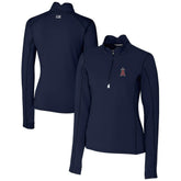Los Angeles Angels Cutter & Buck Women's DryTec Traverse Stretch Quarter-Zip Pullover Top Navy