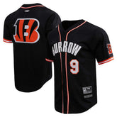 Joe Burrow Cincinnati Bengals Pro Standard Mesh Baseball Button-Up T-Shirt - Black for sale