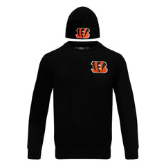 Cincinnati Bengals Pro Standard Crewneck Pullover Sweater & Cuffed Knit Hat Box Gift Set - Black sale