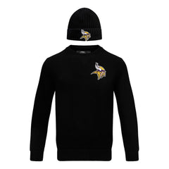 Minnesota Vikings Pro Standard Crewneck Pullover Sweater & Cuffed Knit Hat Box Gift Set - Black for sale
