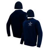 Dallas Cowboys Pro Standard Crewneck Pullover Sweater & Cuffed Knit Hat Box Gift Set - Navy cheap