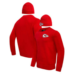 Kansas City Chiefs Pro Standard Crewneck Pullover Sweater & Cuffed Knit Hat Box Gift Set - Red on sale