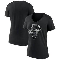 Chicago White Sox Women's Hometown Sox State V-Neck T-Shirt Black