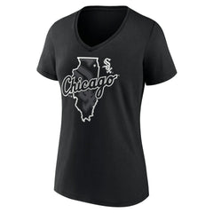 Chicago White Sox Women's Hometown Sox State V-Neck T-Shirt Black