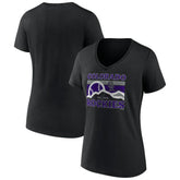Colorado Rockies Women's Hometown Mountain Scene V-Neck T-Shirt Black