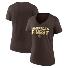 San Diego Padres Women's Hometown 619 Beisbol V-Neck T-Shirt Brown