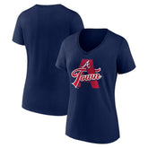Atlanta Braves Women's Hometown A Town Map V-Neck T-Shirt Navy