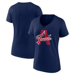 Atlanta Braves Women's Hometown A Town Map V-Neck T-Shirt Navy