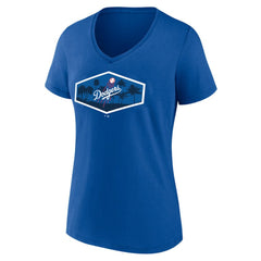 Los Angeles Dodgers Women's Hometown Scoreboard V-Neck T-Shirt Royal