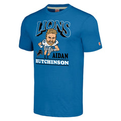 Aidan Hutchinson Detroit Lions Homage Unisex Caricature Player Tri-Blend T-Shirt - Blue for sale