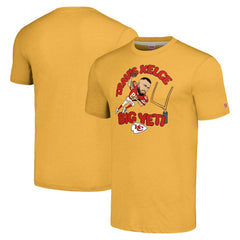 Travis Kelce Kansas City Chiefs Homage Unisex Caricature Player Tri-Blend T-Shirt - Gold sale