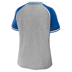 Indianapolis Colts WEAR by Erin Andrews Women's Cropped Raglan Throwback V-Neck T-Shirt - Heather Gray sale