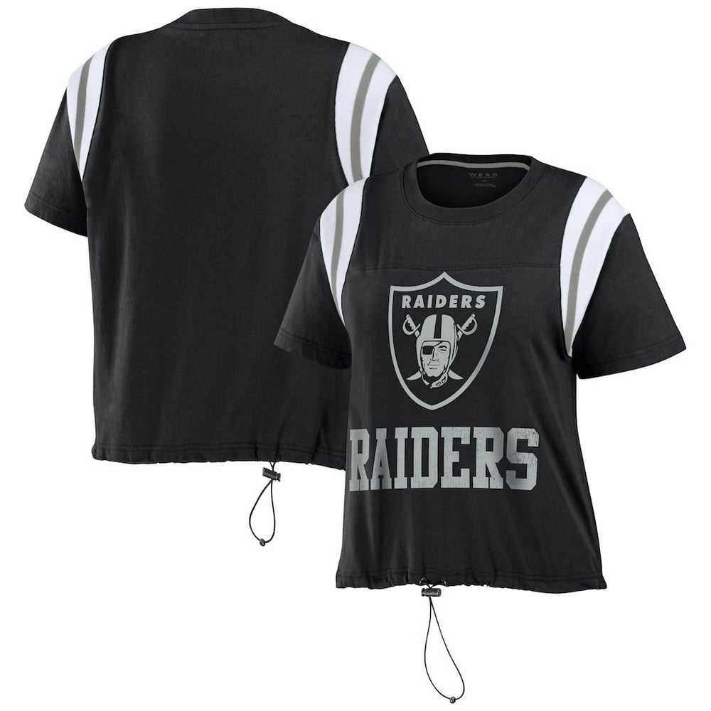 Las Vegas Raiders WEAR by Erin Andrews Women's Cinched Colorblock T-Shirt - Black outlet