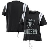 Las Vegas Raiders WEAR by Erin Andrews Women's Cinched Colorblock T-Shirt - Black outlet
