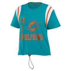 Miami Dolphins WEAR by Erin Andrews Women's Cinched Colorblock T-Shirt - Aqua for sale