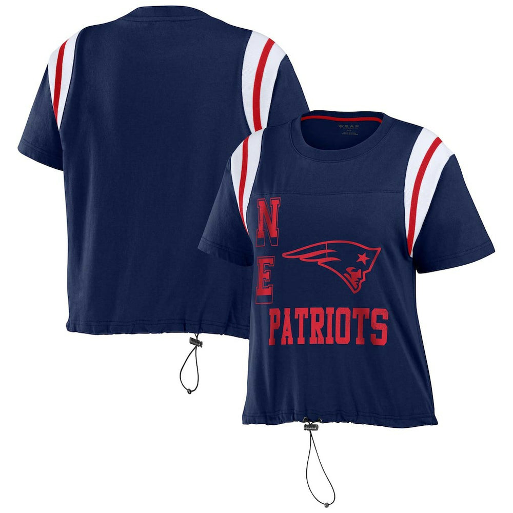 New England Patriots WEAR by Erin Andrews Women's Cinched Colorblock T-Shirt - Navy cheap