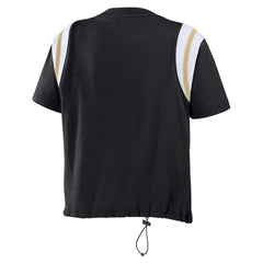 New Orleans Saints WEAR by Erin Andrews Women's Cinched Colorblock T-Shirt - Black sale