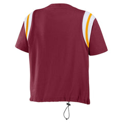 Washington Commanders WEAR by Erin Andrews Women's Cinched Colorblock T-Shirt - Burgundy online