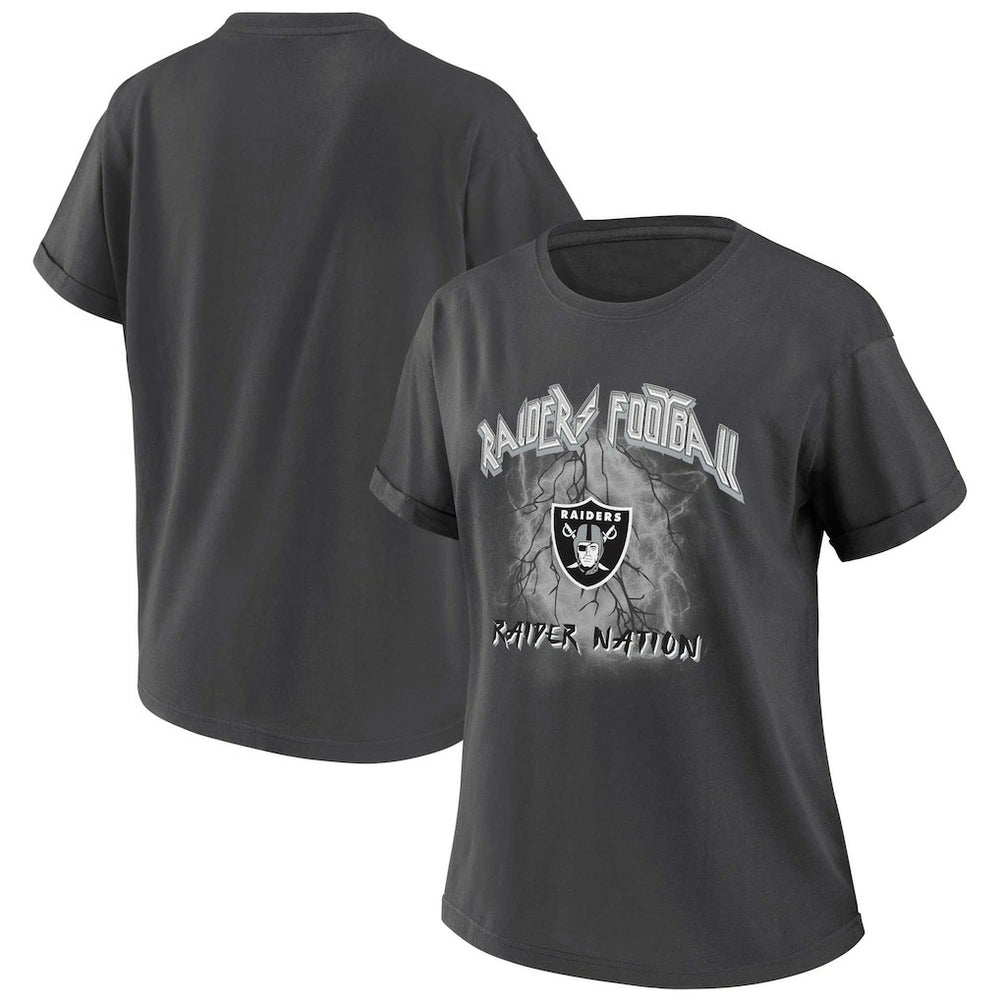 Las Vegas Raiders WEAR by Erin Andrews Women's Boyfriend T-Shirt - Charcoal outlet