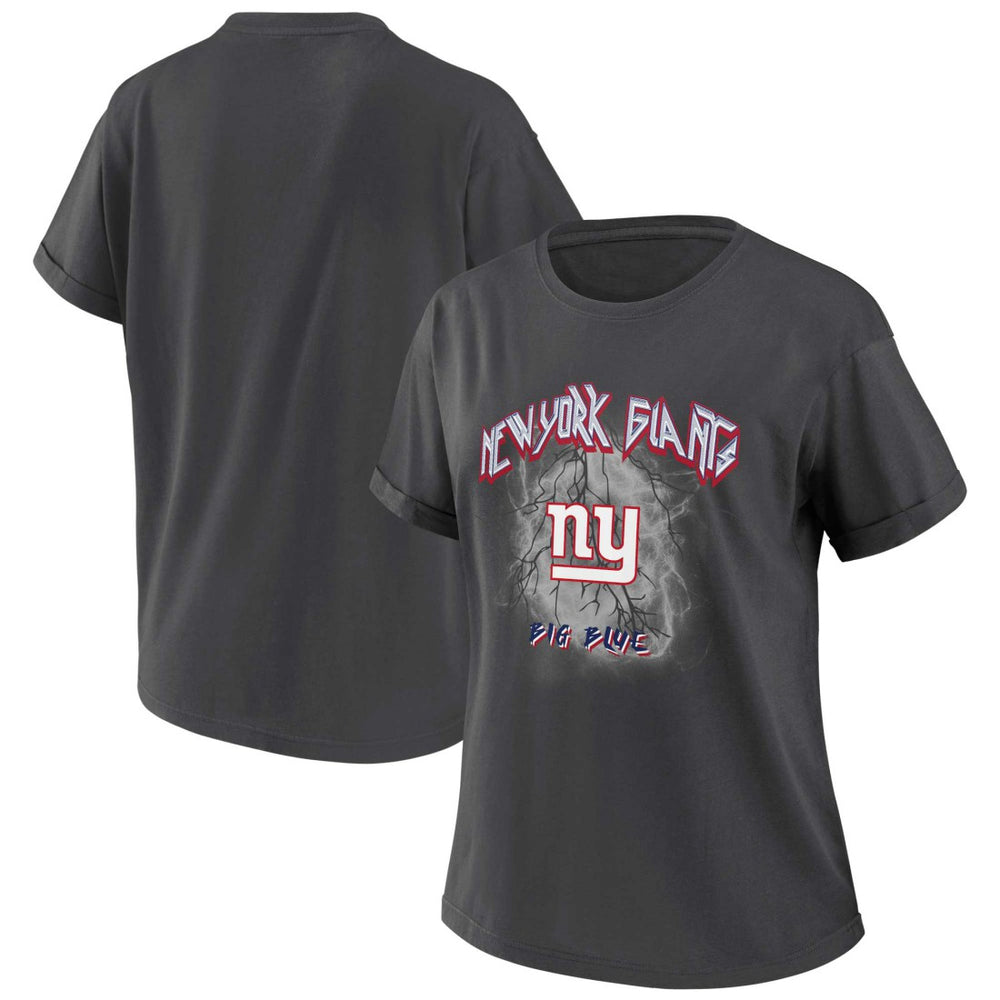 New York Giants WEAR by Erin Andrews Women's Boyfriend T-Shirt - Charcoal sale