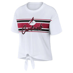 Arizona Cardinals WEAR by Erin Andrews Women's Front Tie Retro T-Shirt - White discount