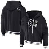 Las Vegas Raiders WEAR by Erin Andrews Women's Lace-Up Pullover Hoodie - Black online