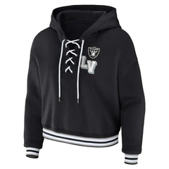 Las Vegas Raiders WEAR by Erin Andrews Women's Lace-Up Pullover Hoodie - Black online