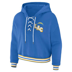 Los Angeles Chargers WEAR by Erin Andrews Women's Lace-Up Pullover Hoodie - Powder Blue outlet