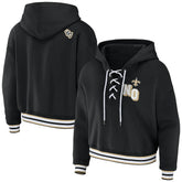 New Orleans Saints WEAR by Erin Andrews Women's Lace-Up Pullover Hoodie - Black for sale
