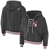 Tampa Bay Buccaneers WEAR by Erin Andrews Women's Lace-Up Pullover Hoodie - Pewter discount
